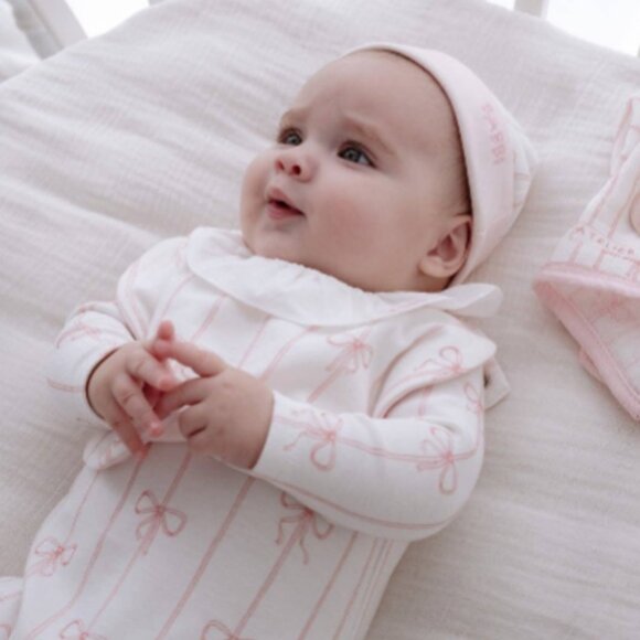 Pink Ruffle Collar Bow Newborn Gift Set - Picture 2 of 5